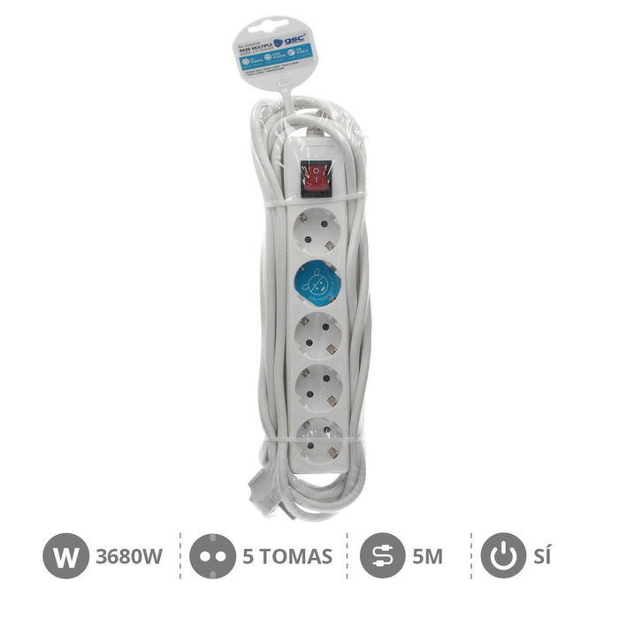 GSC Evolution Base múltiple Serie Estándar 5T con interruptor 5M Blanco