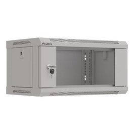 Lanberg - Bastidor de pared 19 Pulgadas 4U (60 kg carga máxima) - 540 x 350 x 281 mm, acero, puerta con vidrio y cerradura, color gris - Para equipos de red y telecomunicaciones
