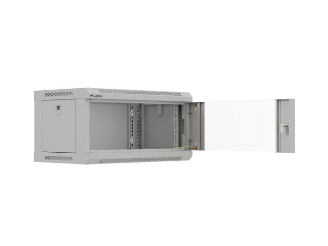 Lanberg WF03-5304-10S Armario Rack 4U Bastidor de Pared Gris con Puerta de Cristal