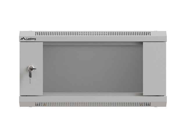 Lanberg WF03-5304-10S Armario Rack 4U Bastidor de Pared Gris con Puerta de Cristal