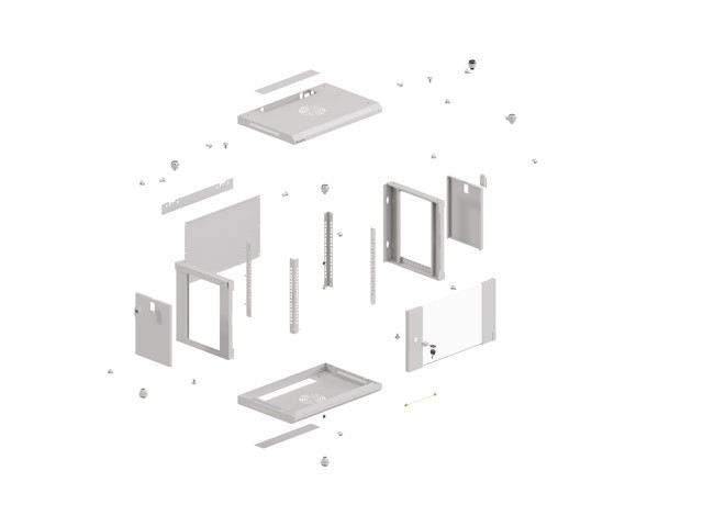 Lanberg WF03-5304-10S Armario Rack 4U Bastidor de Pared Gris con Puerta de Cristal