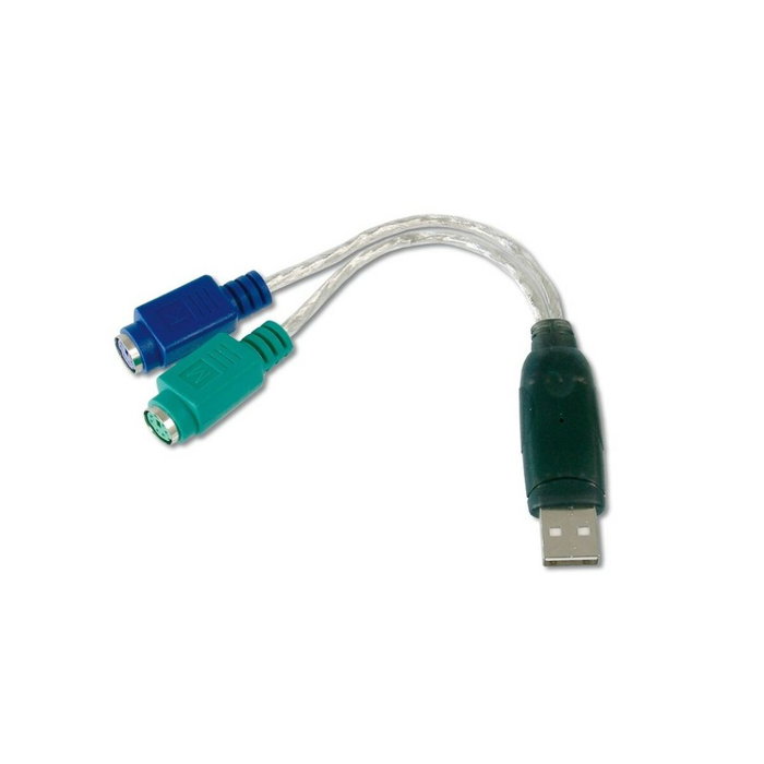 Digitus Adaptador USB a 2x PS/2, 2 x Mini-Din 6/F, USB A/M