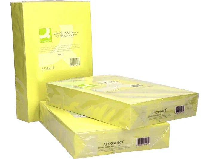 Q-connect Papel Color Din A4 80gr Amarillo Neón Paquete 500 Hojas