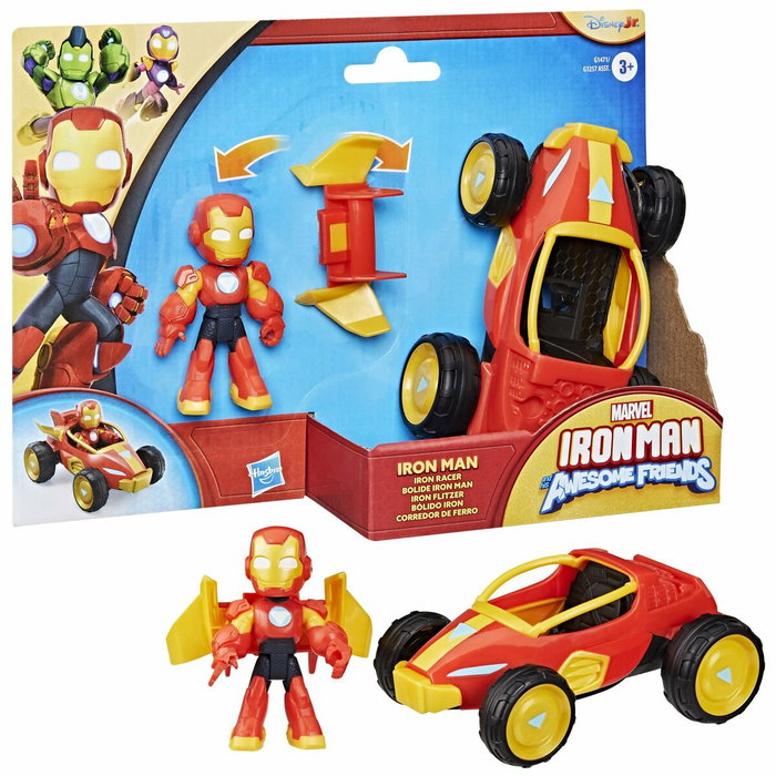 Hasbro Figura de Iron Man y vehículo Bolide Iron Man, Marvel Iron Man y sus increíbles amigos