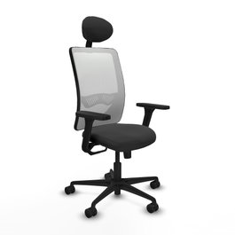 PIQUERAS Y CRESPO Silla de oficina Zulema con mecanismo Sincro, Gris oscuro y Blanco