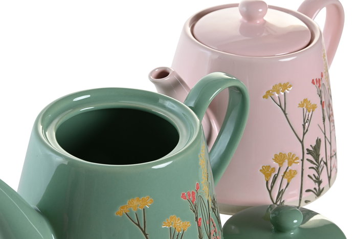 DKD Home Decor Tetera Shabby Verde Rosa 14 x 13.5 x 21 cm (2 Unidades) DKD Home Decor Tetera Shabby Verde Rosa 14 x 13.5 x 21 cm (2 Unidades)