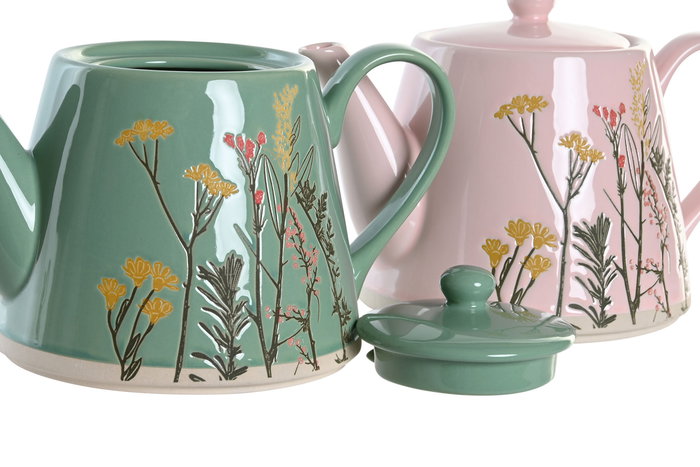 DKD Home Decor Tetera Shabby Verde Rosa 14 x 13.5 x 21 cm (2 Unidades) DKD Home Decor Tetera Shabby Verde Rosa 14 x 13.5 x 21 cm (2 Unidades)