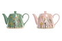 DKD Home Decor Tetera Shabby Verde Rosa 14 x 13.5 x 21 cm (2 Unidades)