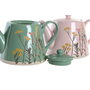 DKD Home Decor Set de 2 Teteras de Gres Botanico, 850ml, Verde y Rosa
