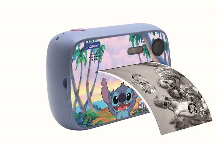 Lexibook Stitch Starcam Print - Cámara de Fotos Instantánea con Impresora y Juegos para Niños, Incluye Rollo de Papel, Tarjeta SD y Kit de Personalización