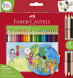 Lapices De Colores Faber-Castell Estuche De 24+3 Bicolor Niños Del Mundo (Set de 6)