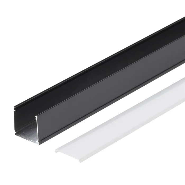 Greenice Perfil Para Tiras LED 2 metros -Negro-Difusor Opal