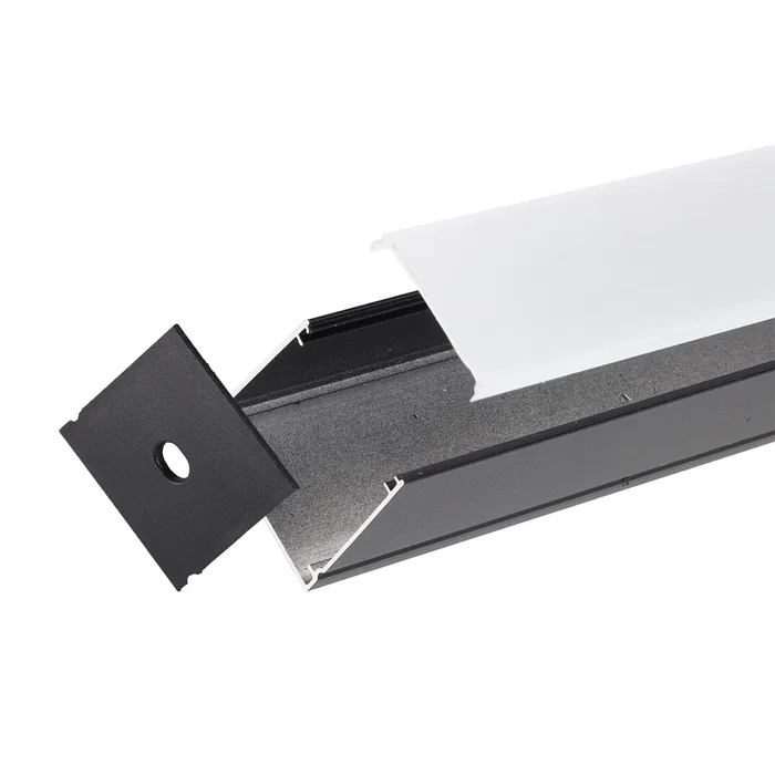 Greenice Perfil Para Tiras LED 2 metros -Negro-Difusor Opal