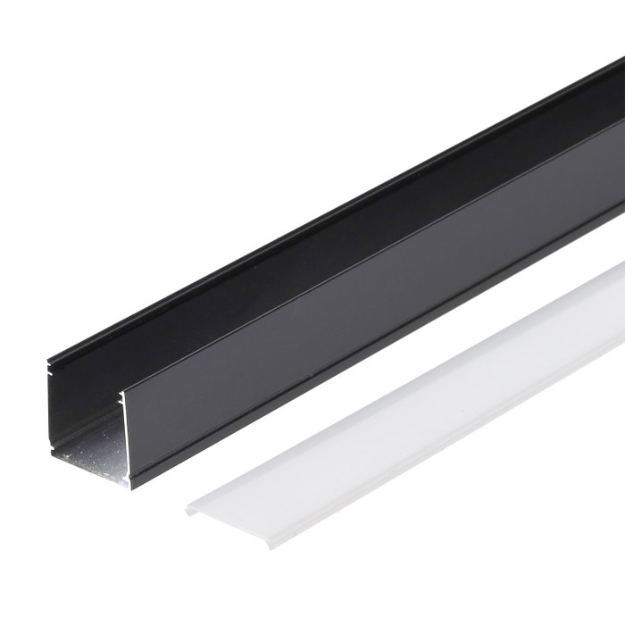 Perfil para Tiras LED 2 metros Negro con Difusor Opal
