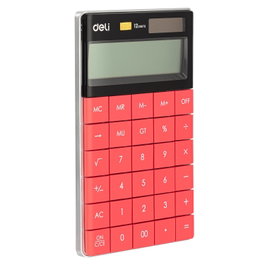 Deli Calculadora de sobremesa E1589 12 dígitos rojo