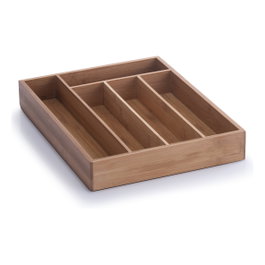 Zeller Caja de cubiertos de bambú marrón