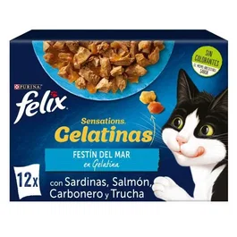 Purina Felix Feline Sensations Pescado Comida Húmeda para Gato 12 Sobres 85g