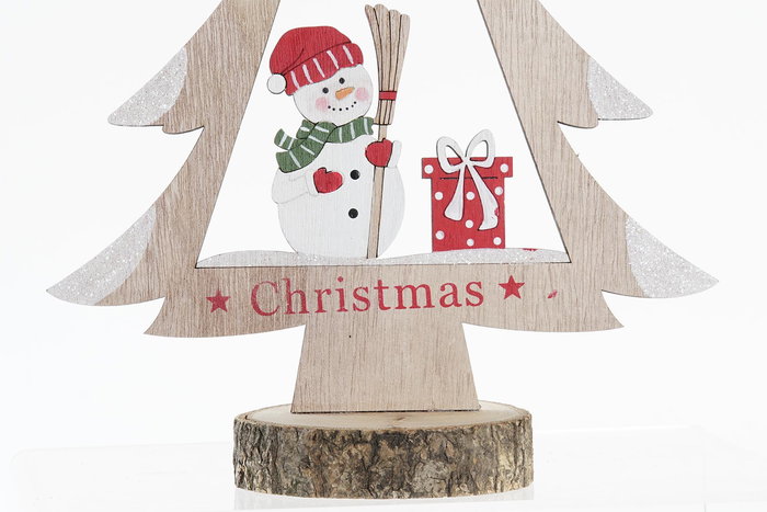 DKD Home Decor Decoración Navidad Tradicional Árbol MDF Natural Rojo 8 x 31.5 x 21 cm (6 Unidades)