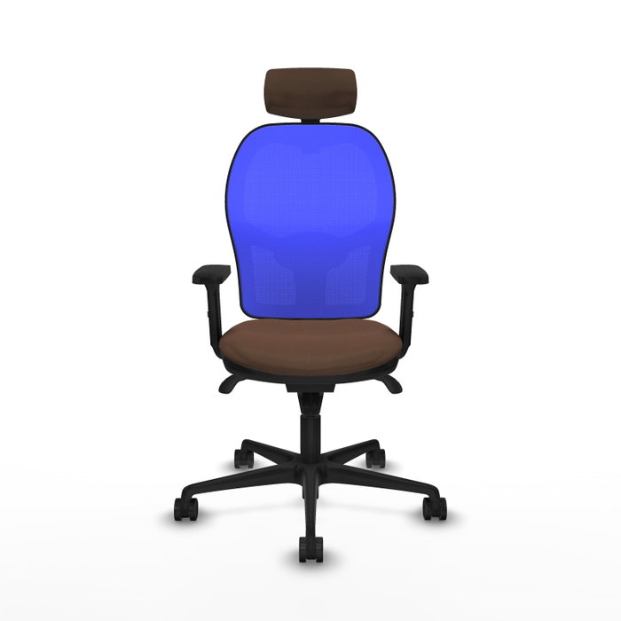 PIQUERAS Y CRESPO Silla de oficina Jorquera con mecanismo sincro, tela marrón y malla azul PIQUERAS Y CRESPO Silla de oficina Jorquera con mecanismo sincro, tela marrón y malla azul