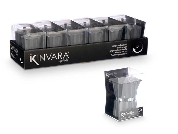 Kinvara Temporizador Cocina para Cafetera Gris 9 x 10.5 x 6.5 cm ABS (Set de 24)