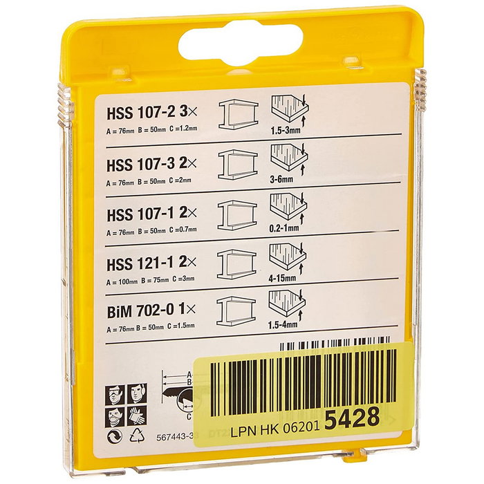 Dewalt Set de 10 Hojas de Sierra de Calar para Metal DT2292 - QZ
