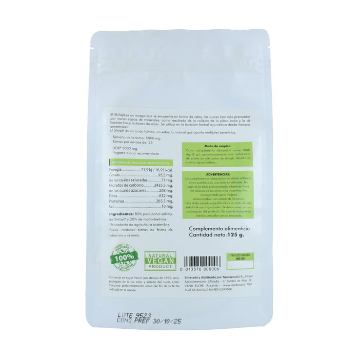 Salud Viva Shilajit Premium Ácido Fúlvico 125g