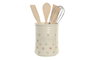 DKD Home Decor Set de 5 Botes para Utensilios de Gres y Madera Topitos Beige