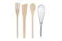 DKD Home Decor Set de 5 Botes para Utensilios de Gres y Madera Topitos Beige