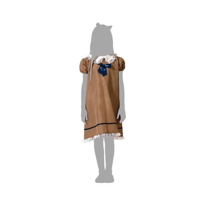 Disfraz Muñeca Marrón con Lazo Azul para Niña 5-6 Años Halloween