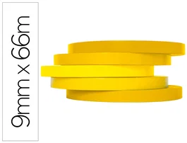 Q-connect Cinta Adhesiva 66m x 9mm Amarilla para Cierre de Bolsas y Máquinas Precintadoras
