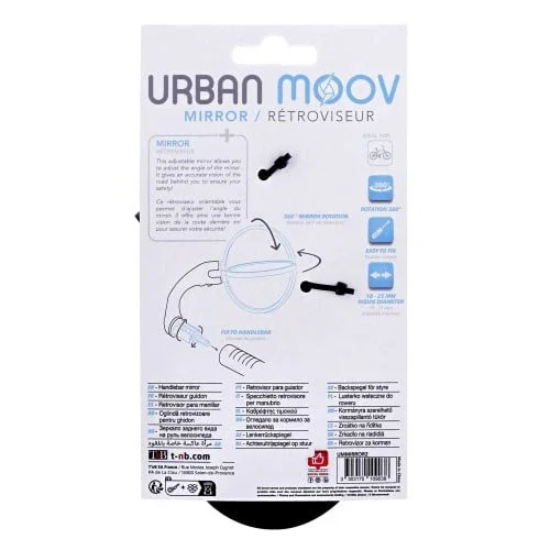 T'nB UMMIRROR2 Espejo Retrovisor para Bicicleta - Negro, ABS, Diámetro 7cm, Montaje Rápido en Manillar (compatible Ø2.5cm)