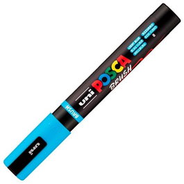POSCA Marcador Brush PC-5BR Punta M Semiflexible Azul Claro 1-4mm Base Agua para Todas Superficies