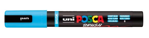 POSCA PC-5BR Brush Marcador Punta Semiflexible Azul Claro POSCA PC-5BR Brush Marcador Punta Semiflexible Azul Claro
