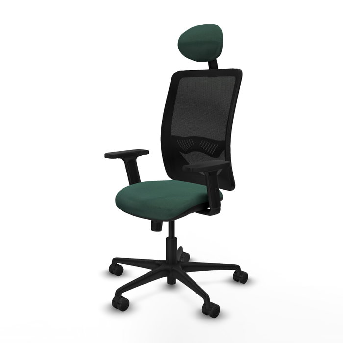 PIQUERAS Y CRESPO Silla de oficina Zulema con mecanismo Sincro, Verde botella y Negro