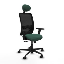 PIQUERAS Y CRESPO Silla de oficina Zulema, mecanismo Sincro, Verde botella/Negro