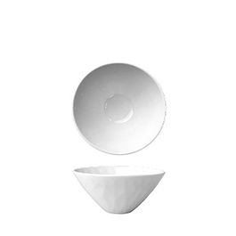 Summa Diamond Bol 15 cm h 7 cm, ensaladera de porcelana blanca marfil, colección Diamond, grabada, capacidad 40 cl (Set de 6)