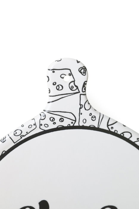 Hermia X00019385 Plato para Quesos de Gres Cerámico Antibacteriano Ecológico 26 cm Blanco y Negro