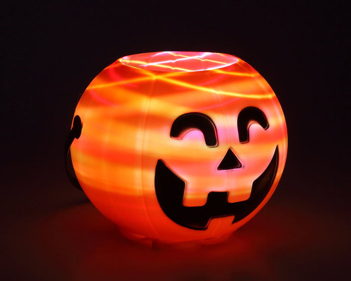 Calabaza Luminosa Naranja Halloween Con Sonrisa 14 Cm 16.5 Cm