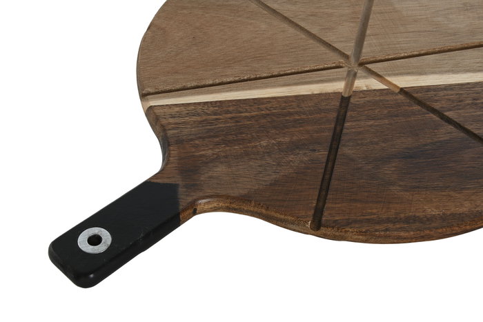 DKD Home Decor Set de 3 Tablas de Cortar de Acacia e Inox para Pizza