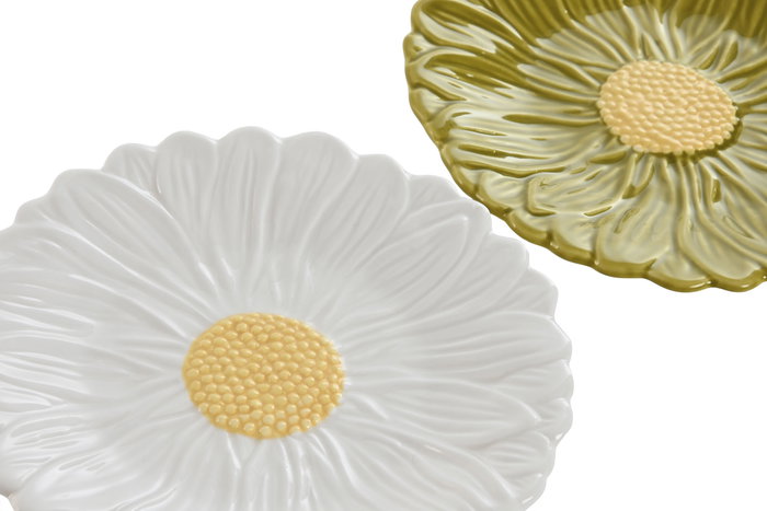 DKD Home Decor Set de 6 Platos de Porcelana Margarita 16x16x2 cm Surtido 2