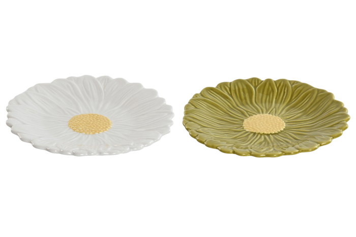 DKD Home Decor Set de 6 Platos de Porcelana Margarita 16x16x2 cm Surtido 2