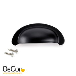 Emuca Tirador para mueble Alberic, L77mm, intereje 64mm, Zamak, Pintado negro