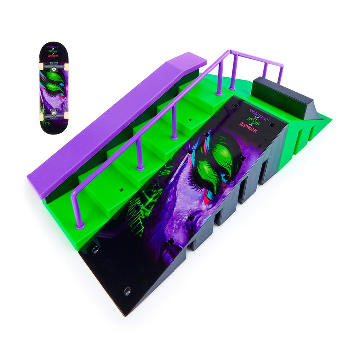 Spin Master Tech Deck Nyjah X-Connect Playset 6068104 - Construye tu mini skatepark con rampas y fingerboard Disorder Skateboards