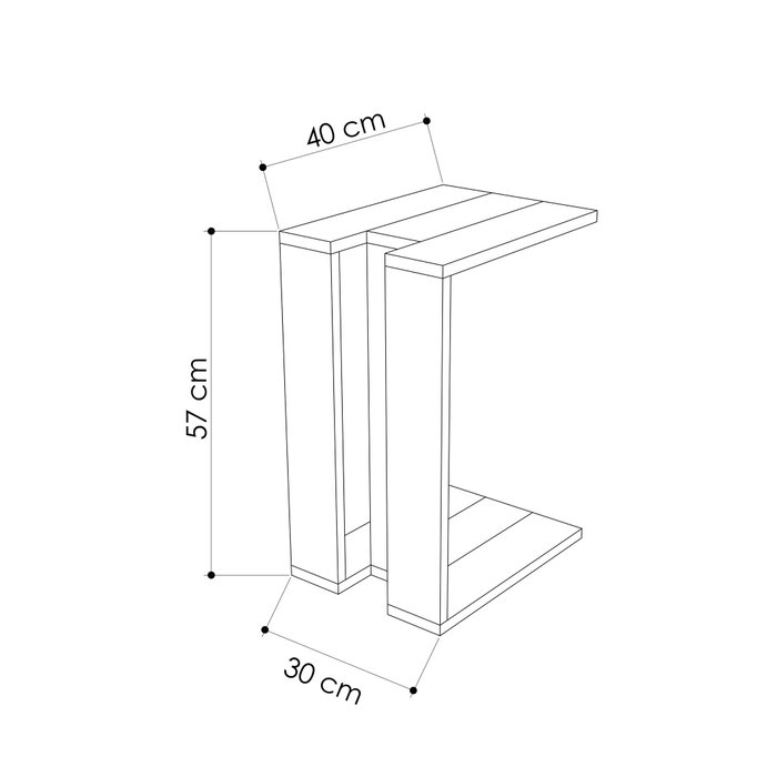 Hanah Home Mesa Auxiliar Roble y Antracita - 30x57x40 cm