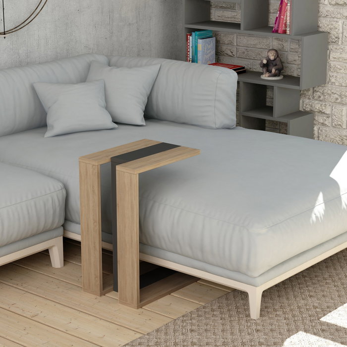 Hanah Home Mesa Auxiliar Roble y Antracita - 30x57x40 cm