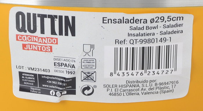 Quttin Ensaladera Acero Inoxidable 29.5x14.3 cm 4 Compartimentos 493g (4 Unidades)
