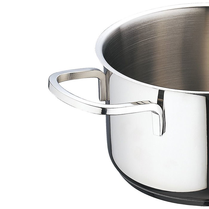 Bergner Batería 6 piezas de acero inoxidable para inducción, cazuelas con tapa Ø16, 18 y 20 cm, asas siempre frías, escala medición, apta todos fuegos