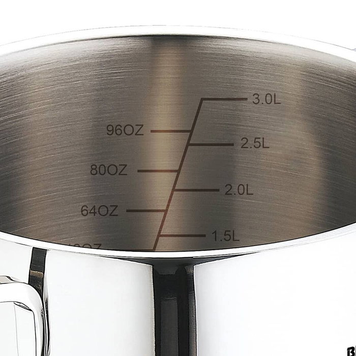 Bergner Batería de 6 piezas de acero inoxidable para inducción con cazuelas de 16, 18 y 20 cm