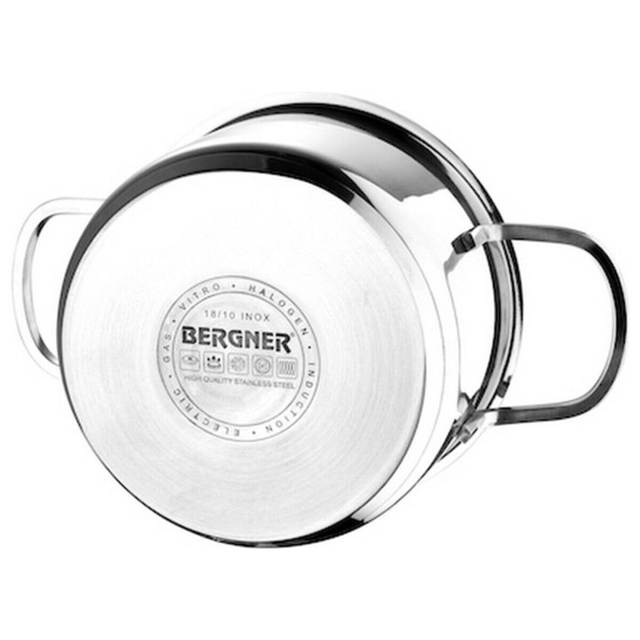 Bergner Batería de 6 piezas de acero inoxidable para inducción con cazuelas de 16, 18 y 20 cm