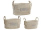DKD Home Decor Cesta Boho Marron Claro Set de 3 Piezas Fibra y Algodón 23 x 20 x 34 cm